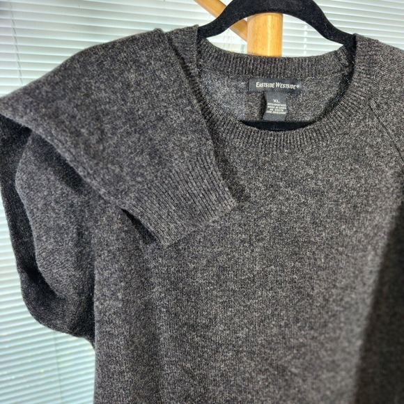 Vintage 90s Eastside Westside XL $198 Gray Marble 100% Lambswool Sweater - Picture 5 of 10